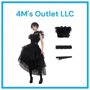 Wednesday Black Layered Gothic Dress with Accessories